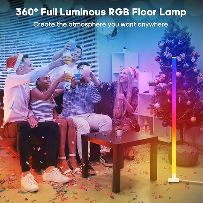 Corner Floor Lamp, Smart LED Corner Lamp Works with Alexa, RGB Ambience Light with Music Sync, Modern Floor Lamp with 16 Million DIY Colors, LED Floor Lamp for Living Room Bedroom Gaming Room, 2Packs - LeafyLoom