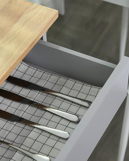 HOMCOM Kitchen Island Cart Rolling Trolley Cart with Drawer, Storage Cabinet & Towel Rack, Gray - LeafyLoom