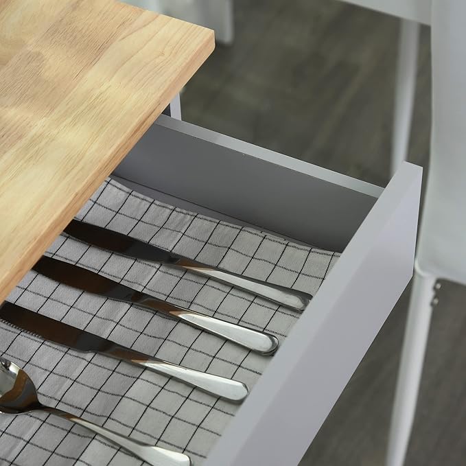 HOMCOM Kitchen Island Cart Rolling Trolley Cart with Drawer, Storage Cabinet & Towel Rack, Gray - LeafyLoom