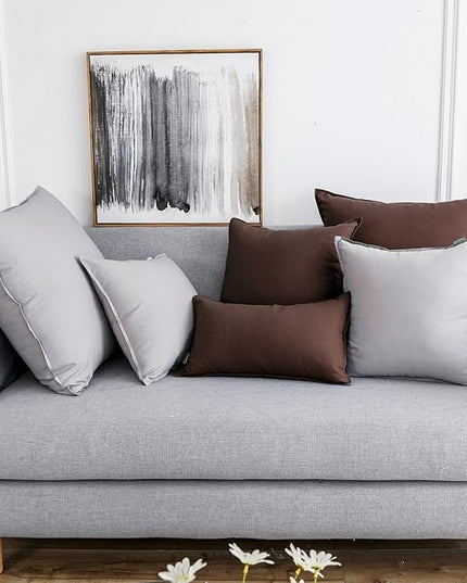 Jeanerlor Solid Cotton Linen Decoration Toss Throw Pillow Sham Cushion Case Special Pillow Cover Delicate Decorative Pillowcase for Bed/Chair/Couch, 18"x18"(45 x 45cm),2 Packs, Brown - LeafyLoom
