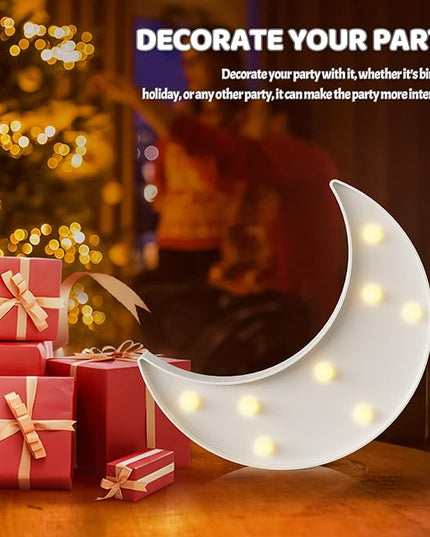 White Moon Decor Bedroom, Battery Powered Moon Night Light for Kids, Kids Room Decor, Baby Room Decor, Nursery Wall Decor, Kids Night Lights for Bedroom, Toddler Night Lights, Baby Night Light - LeafyLoom