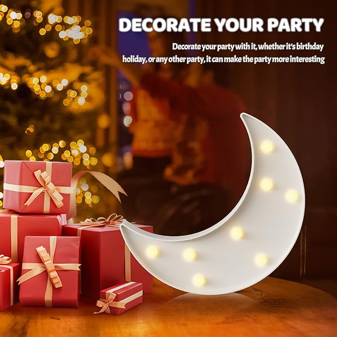 White Moon Decor Bedroom, Battery Powered Moon Night Light for Kids, Kids Room Decor, Baby Room Decor, Nursery Wall Decor, Kids Night Lights for Bedroom, Toddler Night Lights, Baby Night Light - LeafyLoom