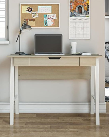 Ameriwood Home Oxford Computer Desk with Drawer, Pale Oak - LeafyLoom