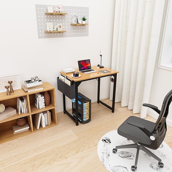 DUMOS 32 Inch Office Small Computer Desk Modern Simple Style Writing Study Work Table for Home Bedroom - Wood - LeafyLoom