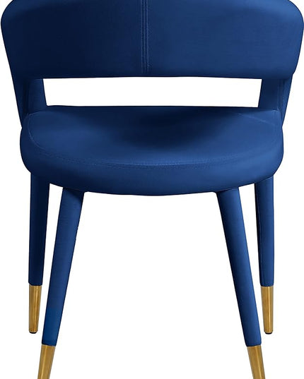 Meridian Furniture Destiny Collection Modern | Contemporary Velvet Upholstered Rounded Back Dining Chair, 23" W x 23" D x 31.5" H, Navy - LeafyLoom