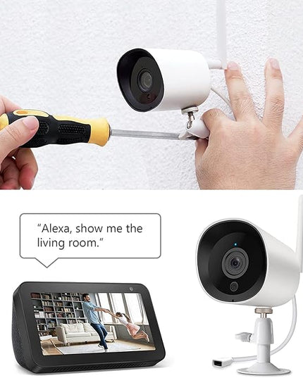 Rraycom 2K WiFi Security Cloud Camera for Outdoor, 3MP Wireless Camera(Plug-in) with Night Vision, Motion Detection, IP66 Waterproof, Cloud Storage, 24/7 Live Video, Compatible with Alexa(2pack) Rraycom