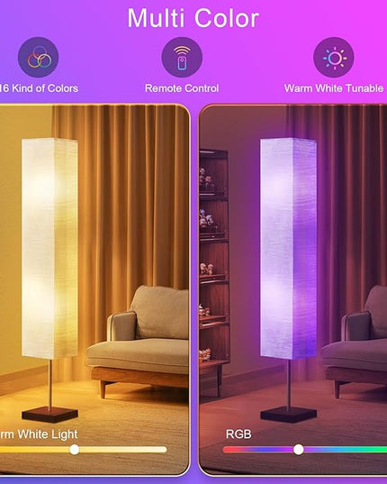 65“ Floor Lamp for Living Room, RGB Color Changing-2700K-6000K Led Floor Lamp Standing Lamp Corner Floor Lamp with Remote Control Modern Floor Lamp for Bedroom, Office Beige(Bulbs Included) - LeafyLoom
