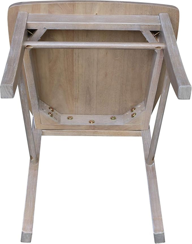 International Concepts Set of Two X-Back Solid Wood Seats Dining Chairs, Washed Gray Taupe - LeafyLoom