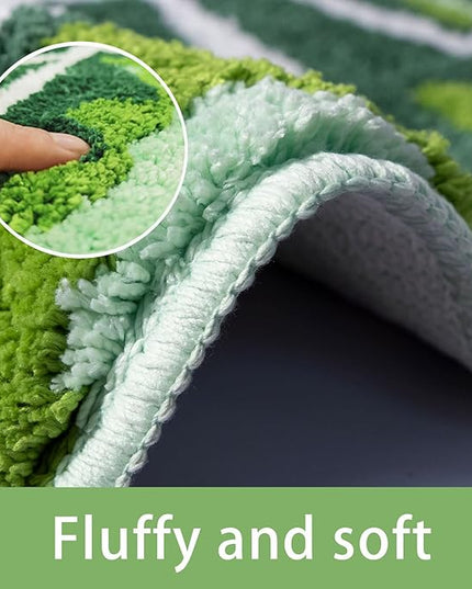 Leaf Kids Rug Green Bathroom Runner Rug Small Cute Bath Mat Nursery Boho Area Rug Non Slip Long Carpet for Bedroom Children Room Kitchen Monstera Plant Home Decor 20x47 inch - LeafyLoom