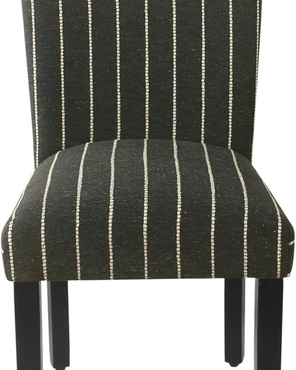 HomePop Classic Parsons Dining Chairs, Pack of 2, Black with Boucle Stripe - LeafyLoom