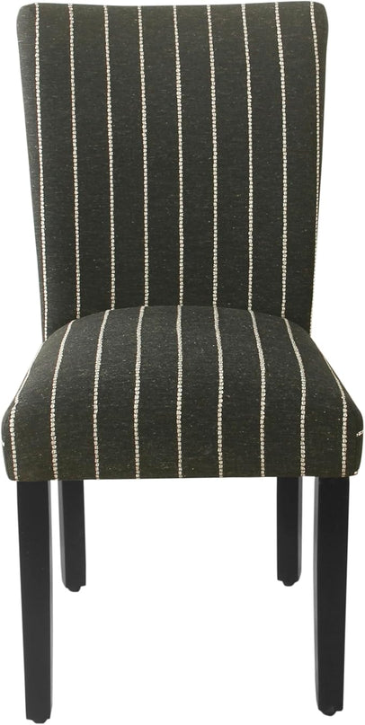 HomePop Classic Parsons Dining Chairs, Pack of 2, Black with Boucle Stripe - LeafyLoom