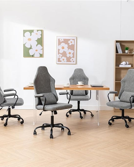 Executive Office Chair, Home Office Desk Chair, High Back PU Leather Desk Chair, 360° Swivel Computer Chair, Height Adjustable Tilt Vanity Task Chair for Office, Reading Meeting Room - LeafyLoom