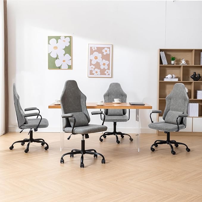 Executive Office Chair, Home Office Desk Chair, High Back PU Leather Desk Chair, 360° Swivel Computer Chair, Height Adjustable Tilt Vanity Task Chair for Office, Reading Meeting Room - LeafyLoom
