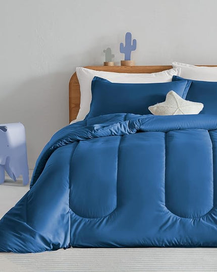 SLEEP ZONE Kids Blue Bedding Twin Comforter Set - Super Soft & Cute Printed 2-Piece Comforter Set All Seasons for Boys, Fade Resistant, Machine Washable (Blue) - LeafyLoom