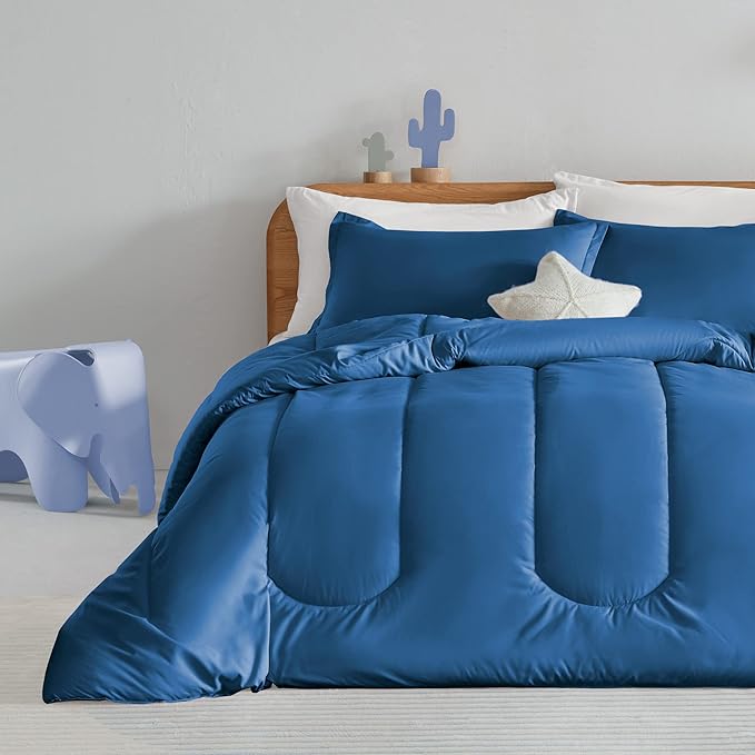 SLEEP ZONE Kids Blue Bedding Twin Comforter Set - Super Soft & Cute Printed 2-Piece Comforter Set All Seasons for Boys, Fade Resistant, Machine Washable (Blue) - LeafyLoom