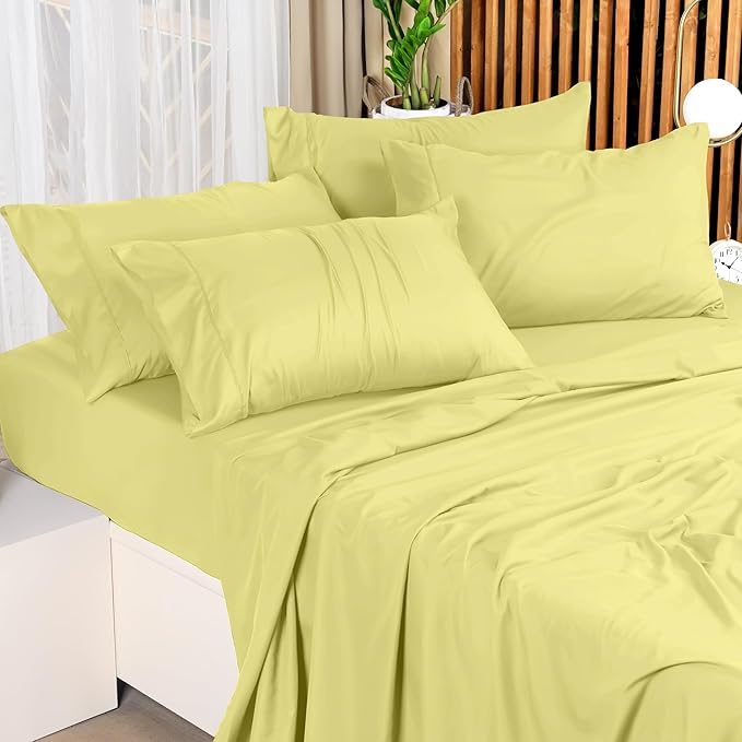 Utopia Bedding King Bed Sheets Set - 4 Piece Bedding - Brushed Microfiber - Shrinkage and Fade Resistant - Easy Care (King, Yellow) - LeafyLoom