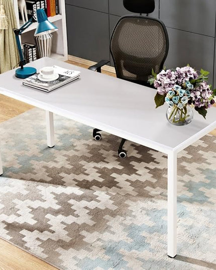SogesGame Computer Desk, 63 inches Office Desk Computer Table Study Writing Desk Workstation for Home Office, White Dining Table - LeafyLoom
