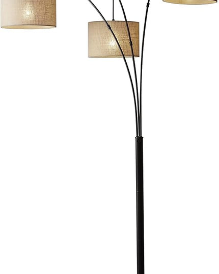 Adesso 4238-26 Trinity Arc Floor Lamp Antique Bronze FinisH, Beige Burlap . Home Decor Lamps and Light Fixtures, 82",3 Arm - LeafyLoom