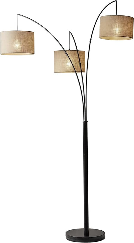 Adesso 4238-26 Trinity Arc Floor Lamp Antique Bronze FinisH, Beige Burlap . Home Decor Lamps and Light Fixtures, 82",3 Arm - LeafyLoom