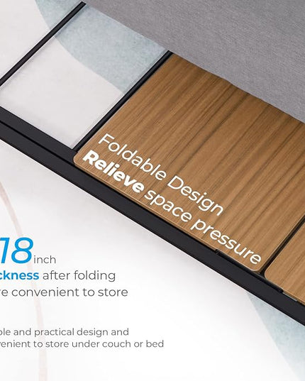 GreenForest Folding Desk No Assembly Required Small Size, 2-Tier Foldable Computer Desk with Shelf for Home Office, Space Saving Portable Laptop Study Foldable Table for Small Spaces, Espresso - LeafyLoom