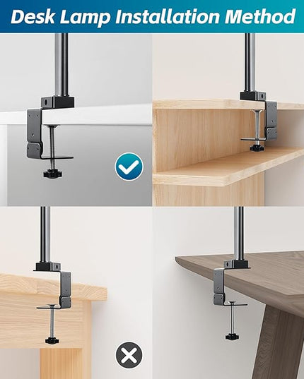 Desk Lamp, Stepless Dimming Desk Lamp with Clamp Flexible Gooseneck Desk Lamps for Home Office Eye Caring Desk Light Modern 24W Office Light for Sewing Studying Working Drawing - LeafyLoom