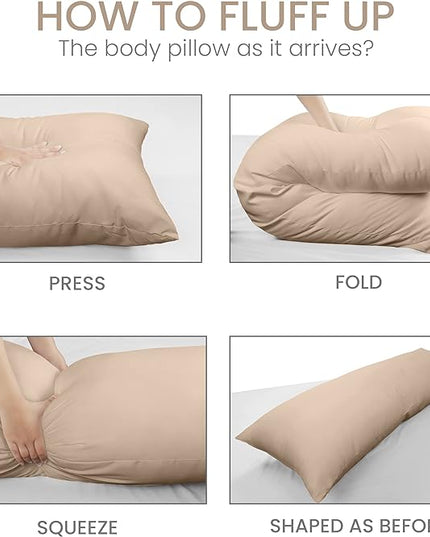 Utopia Bedding Full Body Pillow for Adults (Beige, 20 x 54 Inch), Long Pillow for Sleeping, Large Pillow Insert for Side Sleepers - LeafyLoom