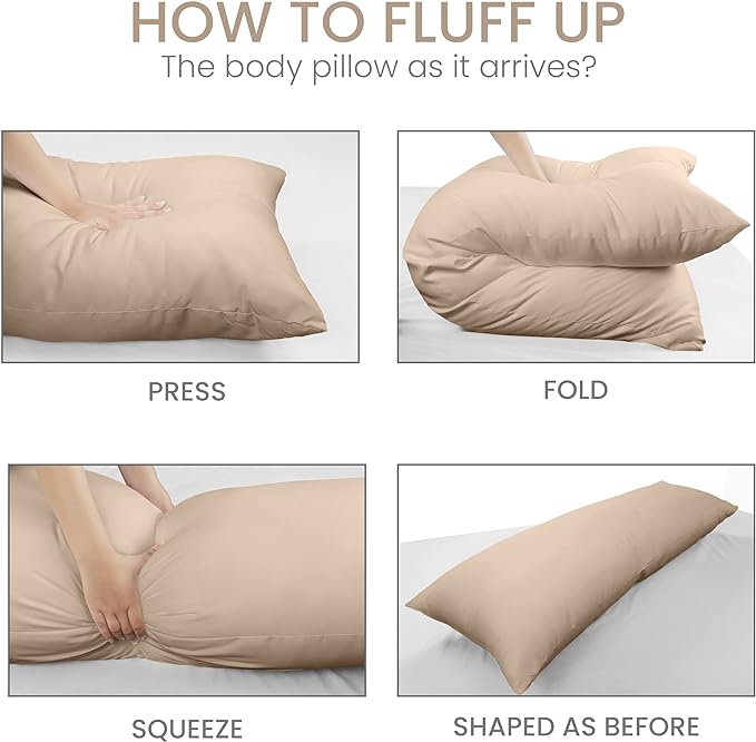 Utopia Bedding Full Body Pillow for Adults (Beige, 20 x 54 Inch), Long Pillow for Sleeping, Large Pillow Insert for Side Sleepers - LeafyLoom