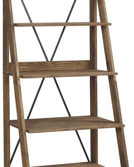Walker Edison X Back Modern Farmhouse Wood Bookcase Bookshelf Home Office Living Room Storage, 4 Shelves, Brown - LeafyLoom