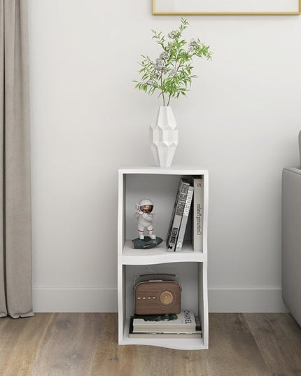 ECYIL Double Layered Independent Storage Rack, Full Circular Color Blocking Bookshelf, Suitable for Home, Office, Living Room, etc (white) - LeafyLoom