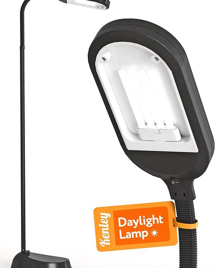 Natural Daylight Floor Lamp - Craft Light Floor Standing for Reading, Crafting, Sewing - 27W Full Spectrum White Bright Sunlight - Adjustable Gooseneck - Task Lamps for Living Room, Bedroom, Office - LeafyLoom