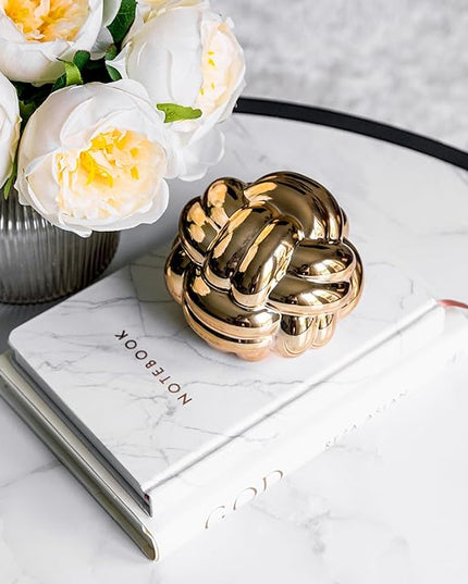 1pcs Gold Knot Decor, Coffee Table Books Decor (5x4) Book Decor, Bookshelf Decor, Shelf Decor Aesthetic, Home Decor Accents, Console Table Decorations - LeafyLoom