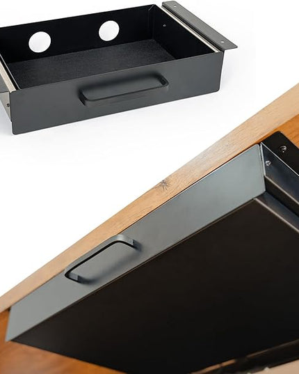 Under Desk Drawer For Desk, Standing Desk Drawer Attachment Under Desk Drawer Slide Out, Carbon Steel Office Drawers Under Desk Pull Out Undermount Drawer, Sliding Underdesk Drawer - 13*8*2.8 in - LeafyLoom