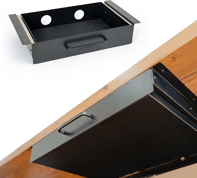 Under Desk Drawer For Desk, Standing Desk Drawer Attachment Under Desk Drawer Slide Out, Carbon Steel Office Drawers Under Desk Pull Out Undermount Drawer, Sliding Underdesk Drawer - 13*8*2.8 in - LeafyLoom