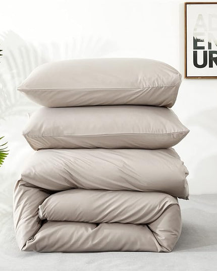 Light Khaki Comforter Set Cal King Size Khaki Comforter 3 Pieces Champagne Color California King Comforter Bedding Set Women Solid Khaki Cal King Bed Comforter Set - LeafyLoom