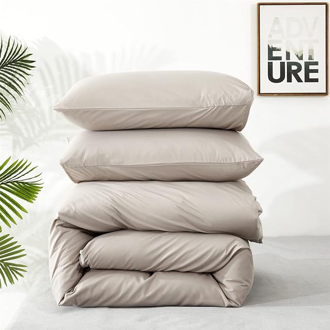 Light Khaki Comforter Set Cal King Size Khaki Comforter 3 Pieces Champagne Color California King Comforter Bedding Set Women Solid Khaki Cal King Bed Comforter Set - LeafyLoom