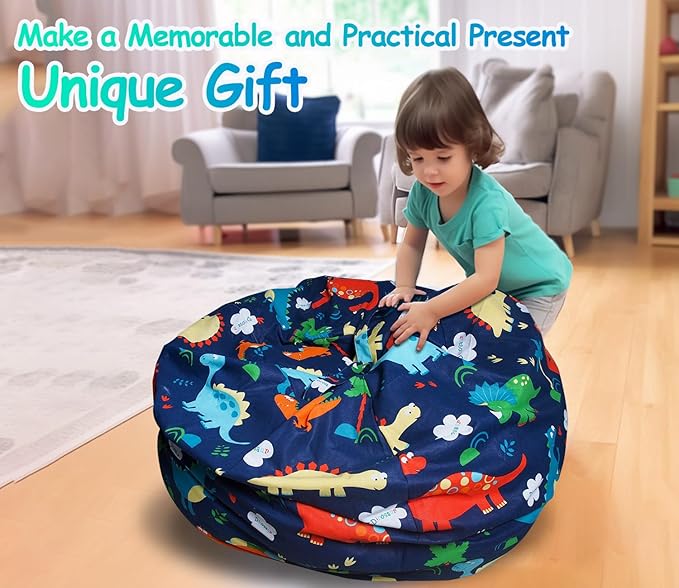 Bean Bag Storage Toddler Kids'Rooms Organizer Giant Beanbag Great Plush Toy Alternative Washable Ultra Soft Cover Dinosaur Plush Toys or Textile Sack Bag Space Save (Without Filling) X-Large - LeafyLoom