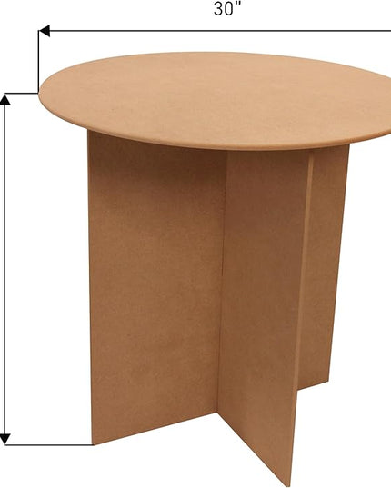SSWBasics 30 Inch Round Wood Display Table - 250 Pound Weight Capacity - Medium Density Fiberboard - Compatible with Round Tablecloths up to 88 inches - 2 Part Interlocking Finger Groove Base - LeafyLoom