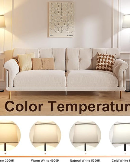 【Upgraded】 Floor Lamps for Living Room, Modern Floor Lamp with Remote Control, Dimmable Colors Temperature Standing Lamp Foot Switch, 9W Bulb Tall Lamps for Bedroom Office Kid Room - Grey - LeafyLoom