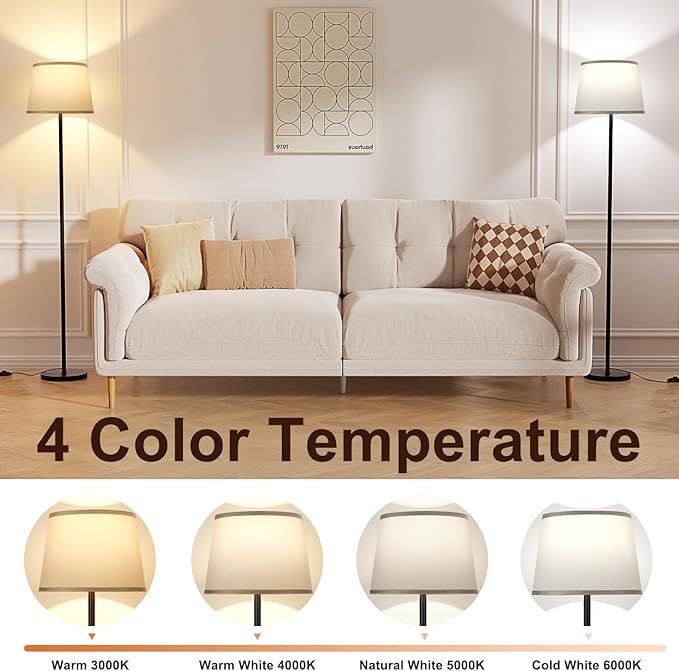 【Upgraded】 Floor Lamps for Living Room, Modern Floor Lamp with Remote Control, Dimmable Colors Temperature Standing Lamp Foot Switch, 9W Bulb Tall Lamps for Bedroom Office Kid Room - Grey - LeafyLoom