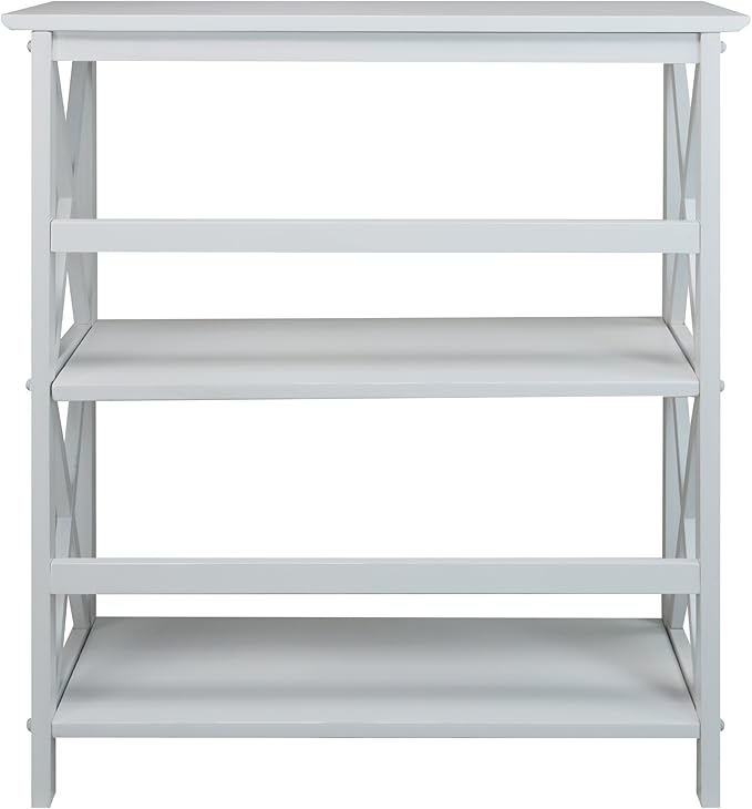 Casual Home 3-Shelf Montego Bookcase, White - LeafyLoom