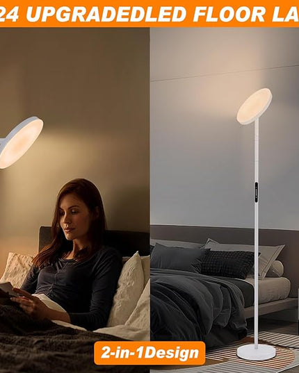 LED Floor Lamp for Living Room, 69" Tall Lamp with Remote & Touch Control Upgrade Lamp Pole Rotary 90° Dimmable Brightness 4 Color Tempera - LeafyLoom