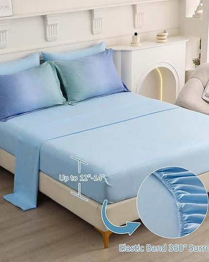 Dinjoy Girls Comforter Set Full Size Colorful Rainbow Ombre Blue Green Pink Bedding Set Gradient 7 Pieces Bed in A Bag for Kids Teen Girl Women(1 Comforter, 1 Flat Sheet, 1 Fitted Sheet) - LeafyLoom