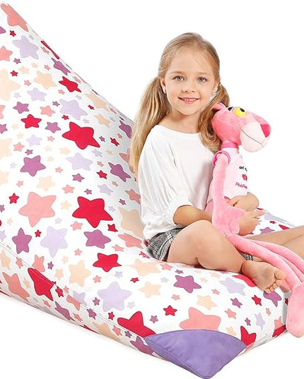 Aubliss Stuffed Animal Storage Bean Bag Chair Cover, 50"x 35" Extra Large Bean Bags for Kids & Adults, Beanbag Toy Storage for Boys Girls - Premium Cotton Canvas Nata - LeafyLoom