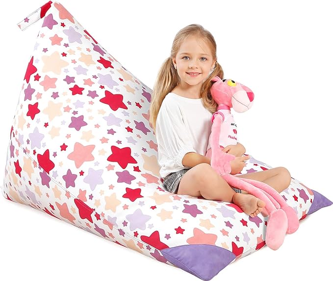 Aubliss Stuffed Animal Storage Bean Bag Chair Cover, 50"x 35" Extra Large Bean Bags for Kids & Adults, Beanbag Toy Storage for Boys Girls - Premium Cotton Canvas Nata - LeafyLoom