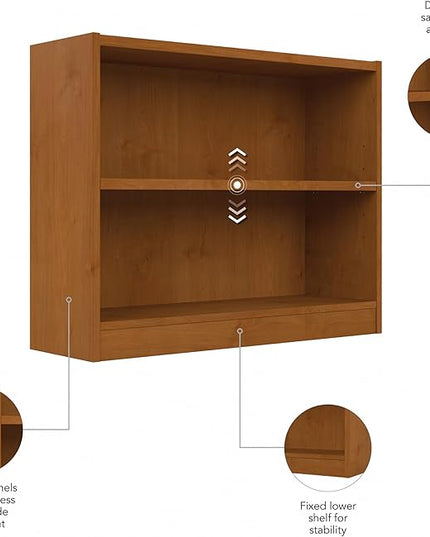 Bush Furniture Universal Small 2 Shelf Bookcase in Natural Cherry - LeafyLoom