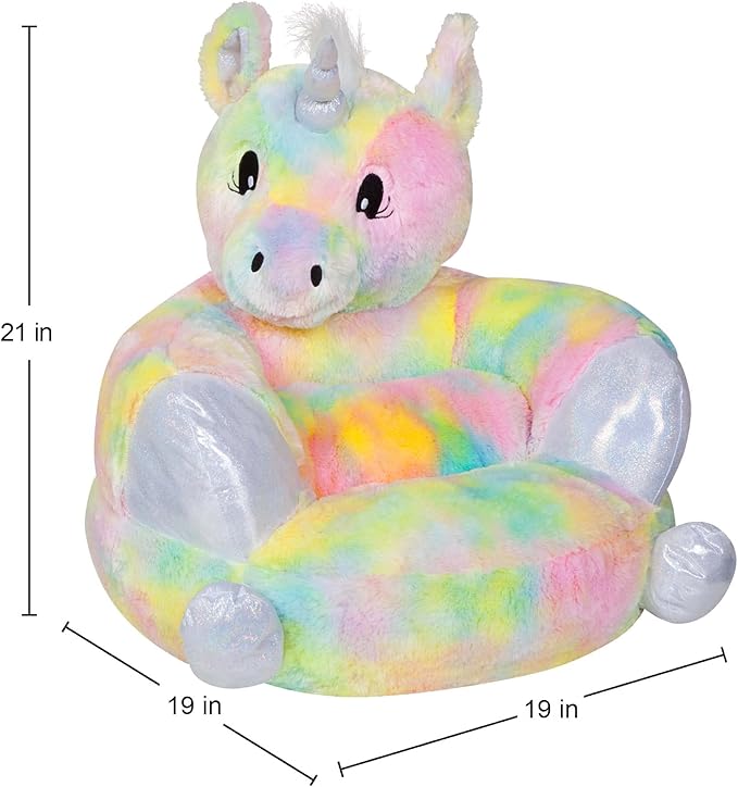 Trend Lab Rainbow Unicorn Toddler Chair Plush Character Kids Chair Comfy Furniture Pillow Chair for Boys and Girls, 21 x 19 x 19 inches - LeafyLoom