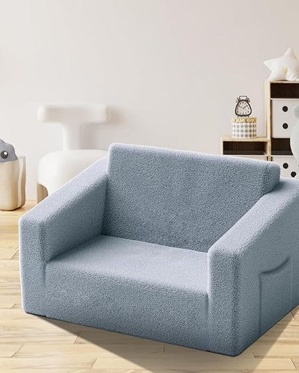 Kids Couch,2-in-1 Toddler Chairs for Boys,Kids Sofa with Storage,Comfortable Kids Sofa Bed,Fun Kids Lounge Chair,Toddler Furniture,Kids Playroom,Children'S Gifts (Grey) - LeafyLoom