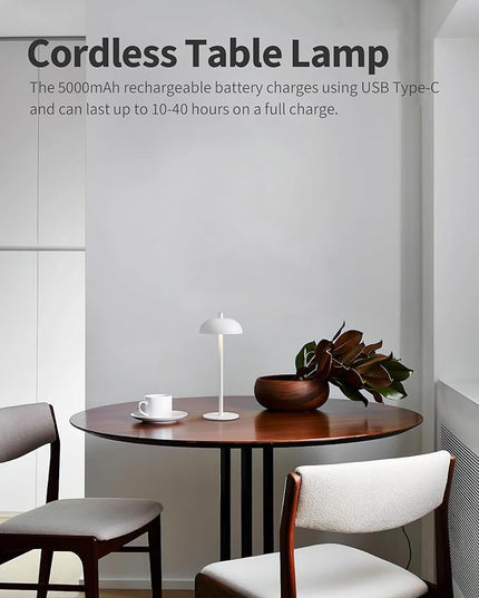 Cordless LED Table Lamp Set of 2, Modern Portable Desk Lamp, 3 Color Stepless Dimming Built-in Rechargeable Battery Lights, for Bedroom, Patio, Outdoor, Restaurant, Bedside Night Lamp(White) - LeafyLoom