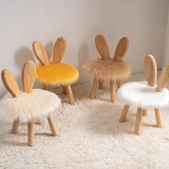 Wooden Toddler Chair Rabbit Stool Suitable for A Variety of Color Rest Stool for Any Room Decoration Game Room Cute Chair - LeafyLoom