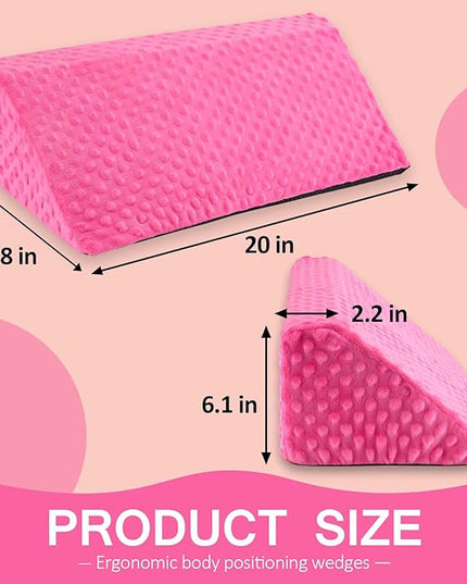 Wedge Pillow for Side Sleeping, Body Positioning Foam Wedge Pillow, Side Wedge Pillow for Sleeping Non-Slip Back Positioning Pillow for Bed Sore Wedge (Pink) - LeafyLoom